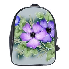 Flowers Vector Illustration Figure School Bag (large)