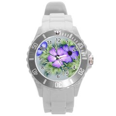 Flowers Vector Illustration Figure Round Plastic Sport Watch (l) by Pakrebo