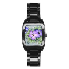 Flowers Vector Illustration Figure Stainless Steel Barrel Watch