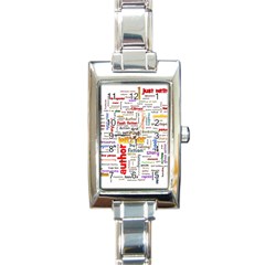 Writing Author Motivation Words Rectangle Italian Charm Watch by Pakrebo