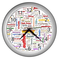 Writing Author Motivation Words Wall Clock (silver)