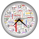 Writing Author Motivation Words Wall Clock (Silver) Front