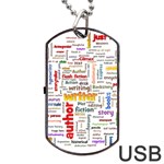 Writing Author Motivation Words Dog Tag USB Flash (One Side) Front