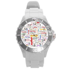 Writing Author Motivation Words Round Plastic Sport Watch (l) by Pakrebo