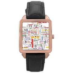 Writing Author Motivation Words Rose Gold Leather Watch 