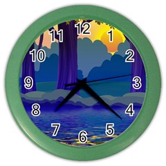 Illustration Vector Forest Nature Color Wall Clock by Pakrebo