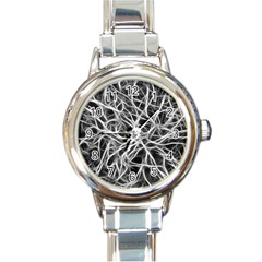 Nerves Cells Dendrites Sepia Round Italian Charm Watch by Pakrebo