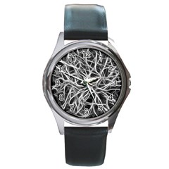 Nerves Cells Dendrites Sepia Round Metal Watch by Pakrebo