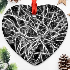 Nerves Cells Dendrites Sepia Heart Ornament (Two Sides)