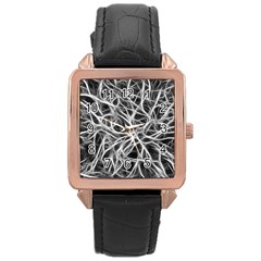 Nerves Cells Dendrites Sepia Rose Gold Leather Watch  by Pakrebo