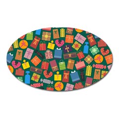 Presents Gifts Background Colorful Oval Magnet by Pakrebo