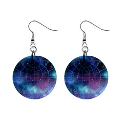 Network Earth Block Chain Globe Mini Button Earrings