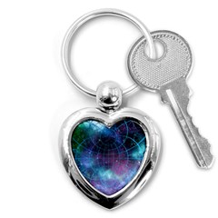 Network Earth Block Chain Globe Key Chains (heart)  by Pakrebo