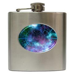 Network Earth Block Chain Globe Hip Flask (6 Oz) by Pakrebo