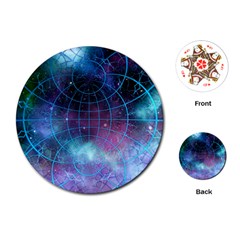 Network Earth Block Chain Globe Playing Cards (Round)