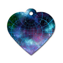 Network Earth Block Chain Globe Dog Tag Heart (Two Sides)