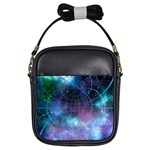 Network Earth Block Chain Globe Girls Sling Bag Front