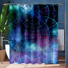 Network Earth Block Chain Globe Shower Curtain 60  x 72  (Medium) 