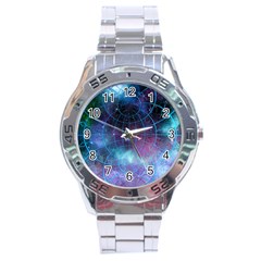 Network Earth Block Chain Globe Stainless Steel Analogue Watch