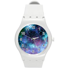 Network Earth Block Chain Globe Round Plastic Sport Watch (M)