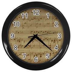 Vintage Sheet Music Background Wall Clock (black) by Pakrebo