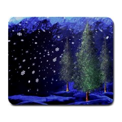 Winter Wonderland Night Snow Large Mousepads by Pakrebo