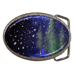 Winter Wonderland Night Snow Belt Buckles by Pakrebo