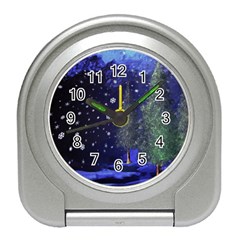 Winter Wonderland Night Snow Travel Alarm Clock by Pakrebo