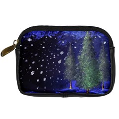 Winter Wonderland Night Snow Digital Camera Leather Case by Pakrebo