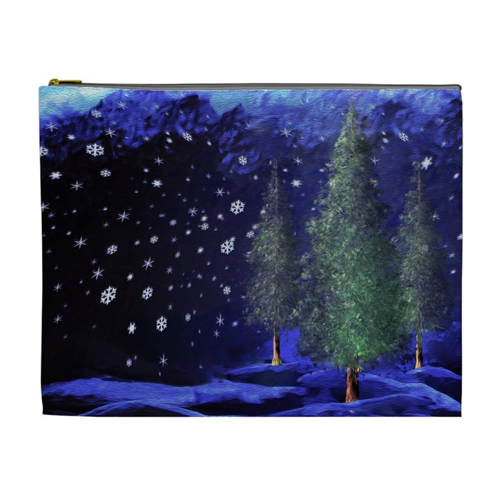 Winter Wonderland Night Snow Cosmetic Bag (XL)