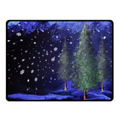 Winter Wonderland Night Snow Double Sided Fleece Blanket (small)  by Pakrebo