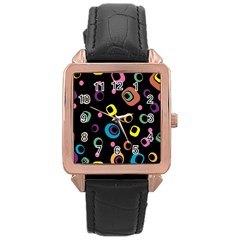 Abstract Background Retro 60s 70s Rose Gold Leather Watch  by Pakrebo