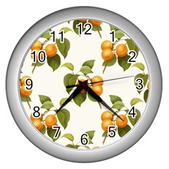 Apricot Fruit Vintage Art Wall Clock (silver) by Pakrebo