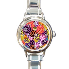 Abstract Circles Background Retro Round Italian Charm Watch by Pakrebo