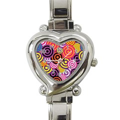 Abstract Circles Background Retro Heart Italian Charm Watch by Pakrebo