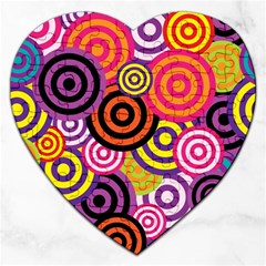 Abstract Circles Background Retro Jigsaw Puzzle (heart) by Pakrebo