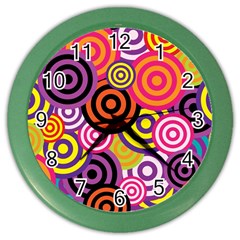 Abstract Circles Background Retro Color Wall Clock by Pakrebo