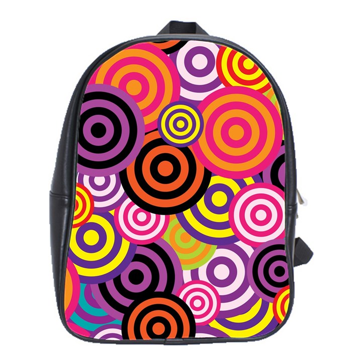 Abstract Circles Background Retro School Bag (Large)