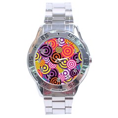 Abstract Circles Background Retro Stainless Steel Analogue Watch by Pakrebo