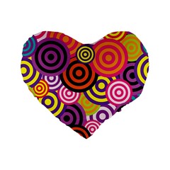 Abstract Circles Background Retro Standard 16  Premium Flano Heart Shape Cushions by Pakrebo