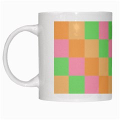 Checkerboard Pastel Squares White Mugs