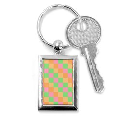 Checkerboard Pastel Squares Key Chains (rectangle)  by Pakrebo