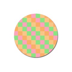 Checkerboard Pastel Squares Magnet 3  (round) by Pakrebo