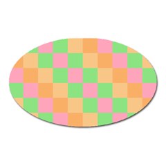 Checkerboard Pastel Squares Oval Magnet by Pakrebo