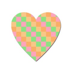 Checkerboard Pastel Squares Heart Magnet by Pakrebo