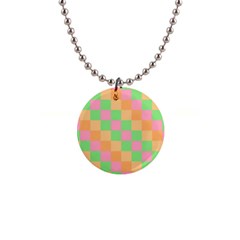 Checkerboard Pastel Squares 1  Button Necklace by Pakrebo