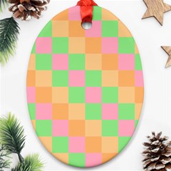 Checkerboard Pastel Squares Oval Ornament (two Sides) by Pakrebo