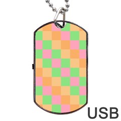 Checkerboard Pastel Squares Dog Tag Usb Flash (one Side) by Pakrebo