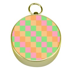 Checkerboard Pastel Squares Gold Compasses by Pakrebo