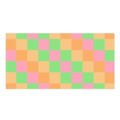 Checkerboard Pastel Squares Satin Shawl by Pakrebo